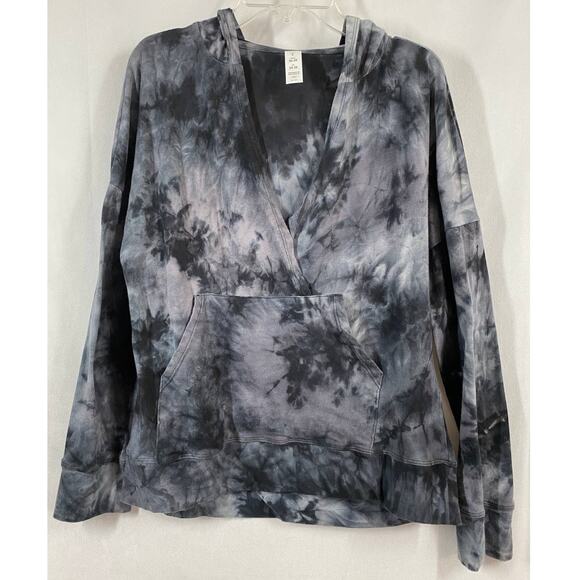 Balance Collection Lightweight Fitted Gray Tie Dye Sleeve Tie Dye Hoodie SMALL - Picture 2 of 6